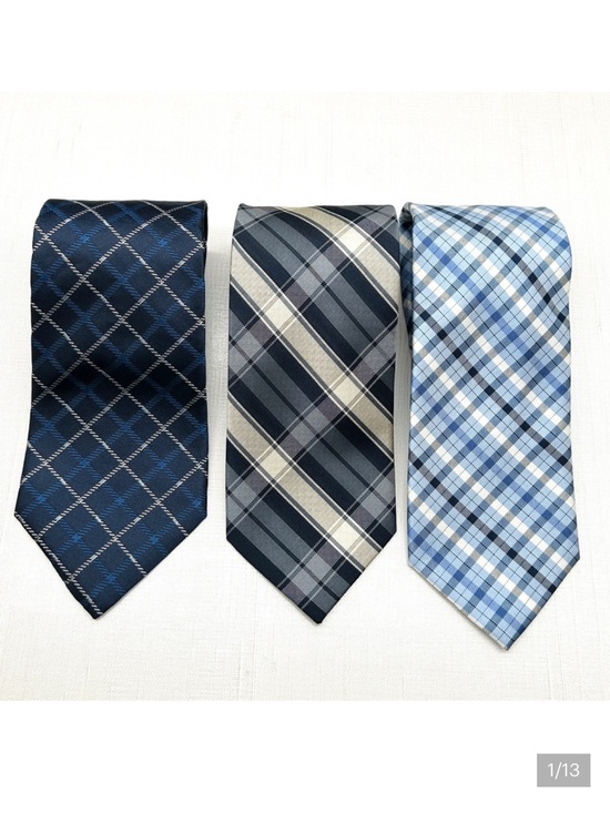 Jos. A. Bank Other - Jos A Bank Plaid Neck Tie Bundle of 3 Navy Royal Blue White 3 3/8-3.5” EUC